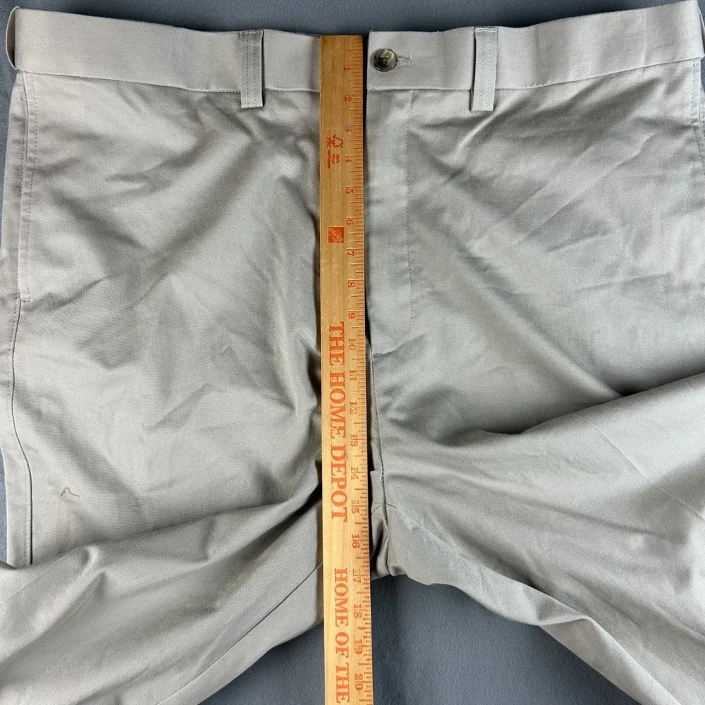 Oak Hill Premium Pant Mens 44/34 Khaki Tan Flat Front Cotton Blend Chino Trouser